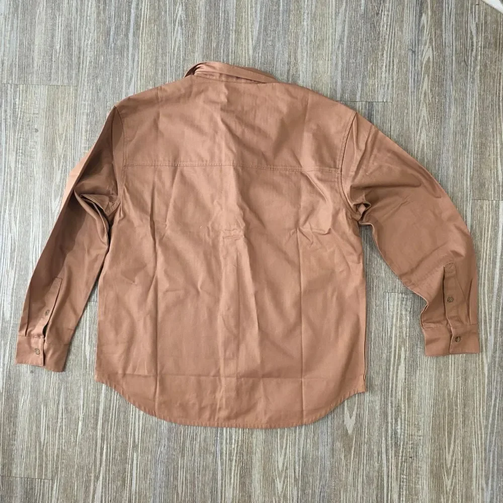 Air Jordan Essentials Button Down Shirt Brown Long Sleeve FV7446-223 Large L New